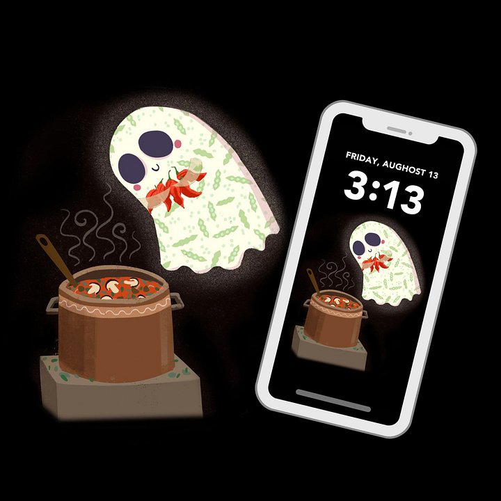 Little Ghost Chili Chef - Digital Wallpaper for Mobile Phone product image (2)