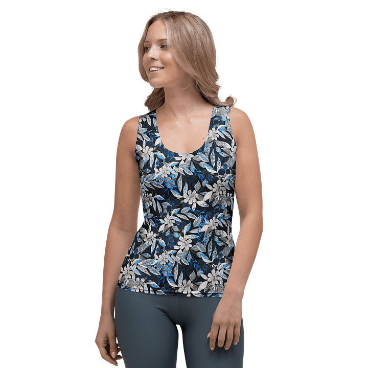 Blue White Garden Tank Top product image (1)