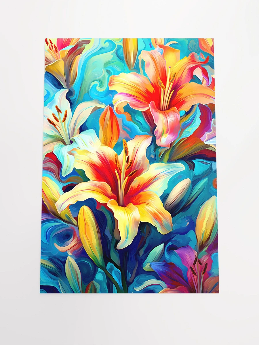 Abstract Lilies in Bloom | Colorful Flowers Modern Art Matte Poster product image (3)