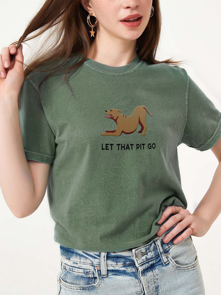Let That Pit Go T-Shirt(Embroidered) of a Pitbull Terrier(Red) product image (2)