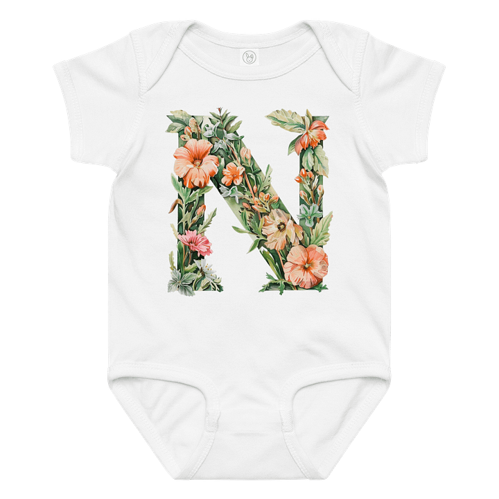 Floral Letter 'N' Baby Jersey Bodysuit product image (1)
