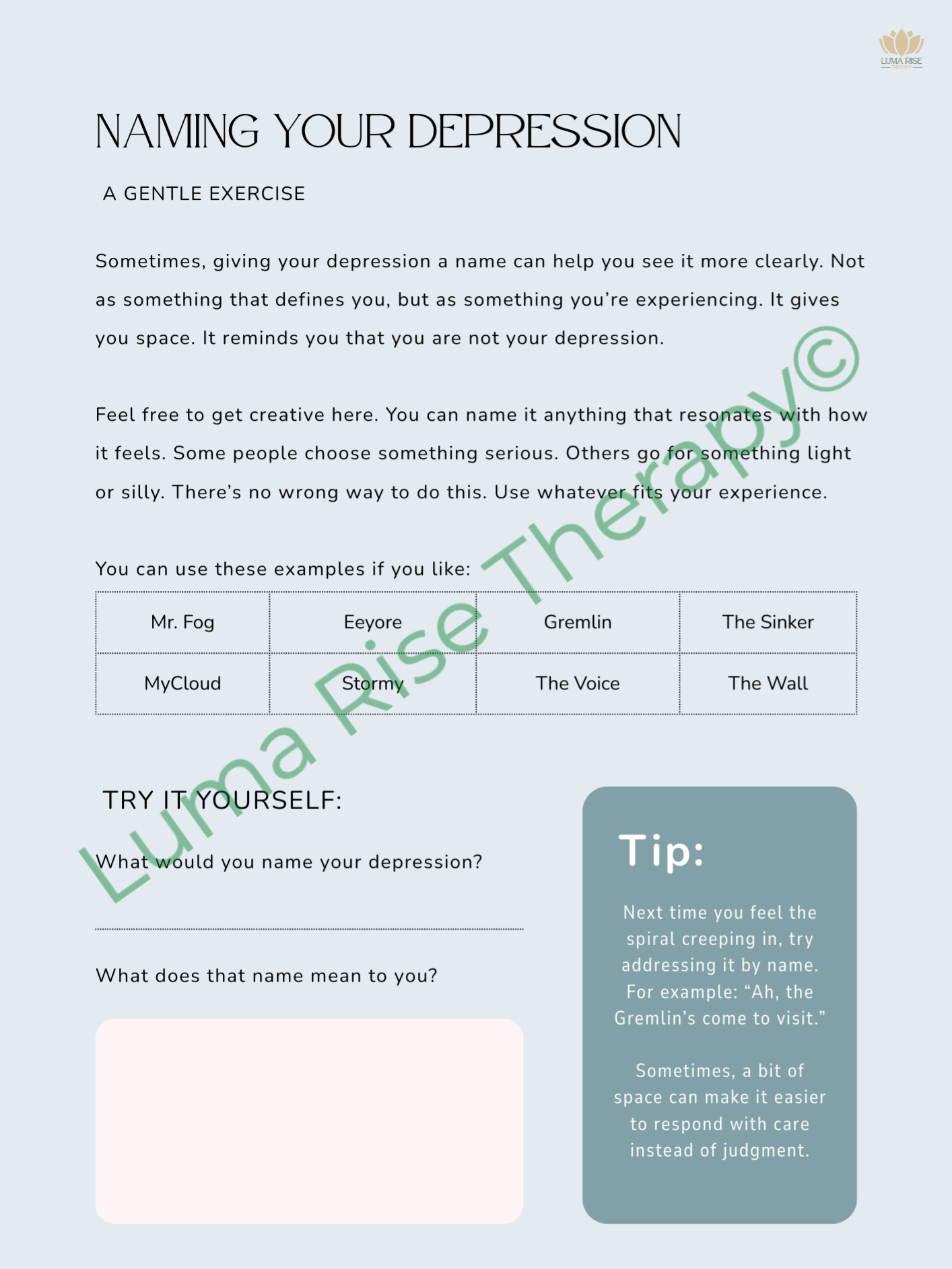 Finding Light in the Fog: Therapy-aligned Workbook for Depression Support product image (7)