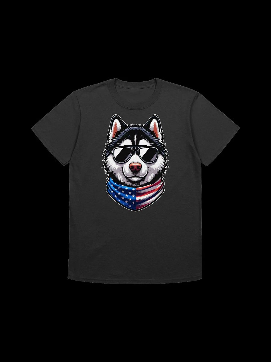 Patriotic Husky - American Flag Dog with Sunglasses T-Shirt product image (2)