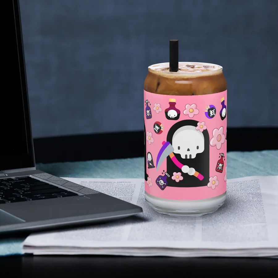 Pink Grim Reaper Glass Tumbler product image (5)