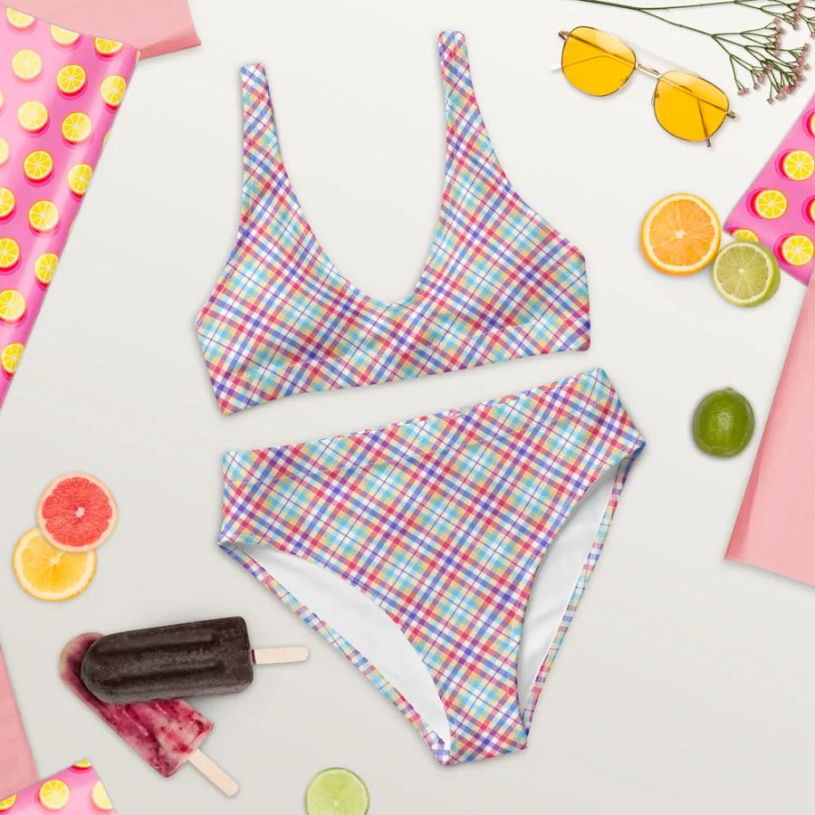 Purple, Pink, and Blue Plaid Bikini product image (9)
