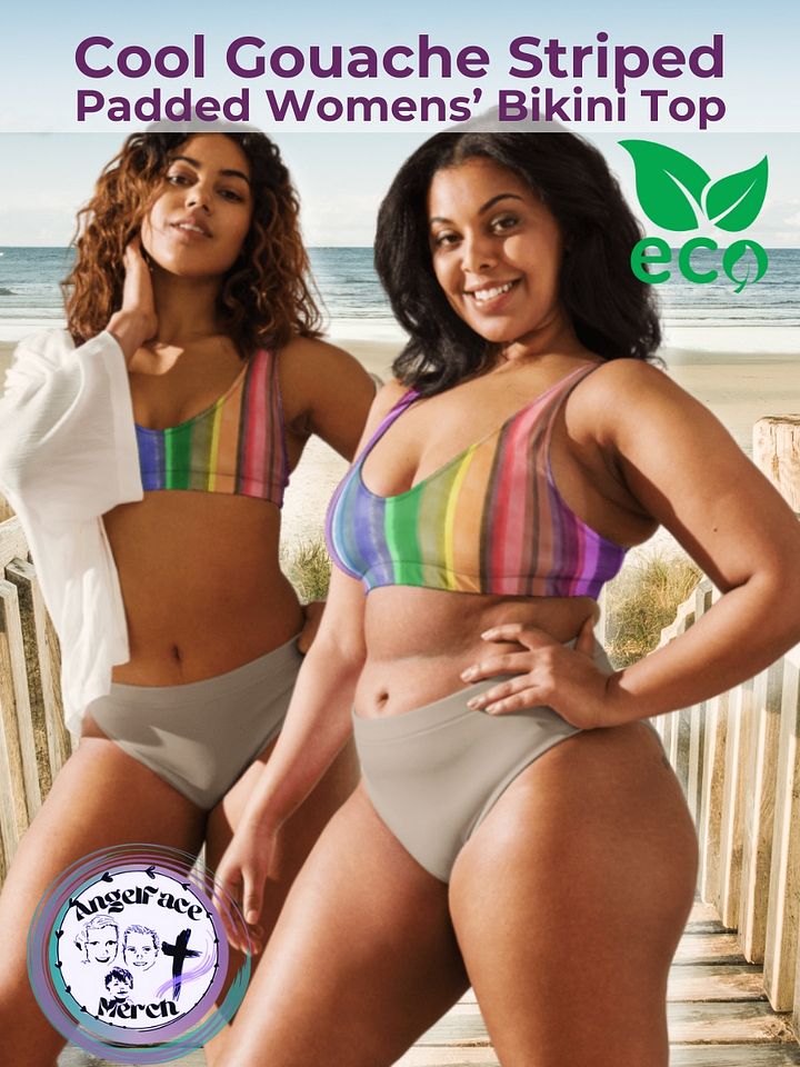Cool Gouache Striped Eco-Green Padded Bikini Top product image (1)