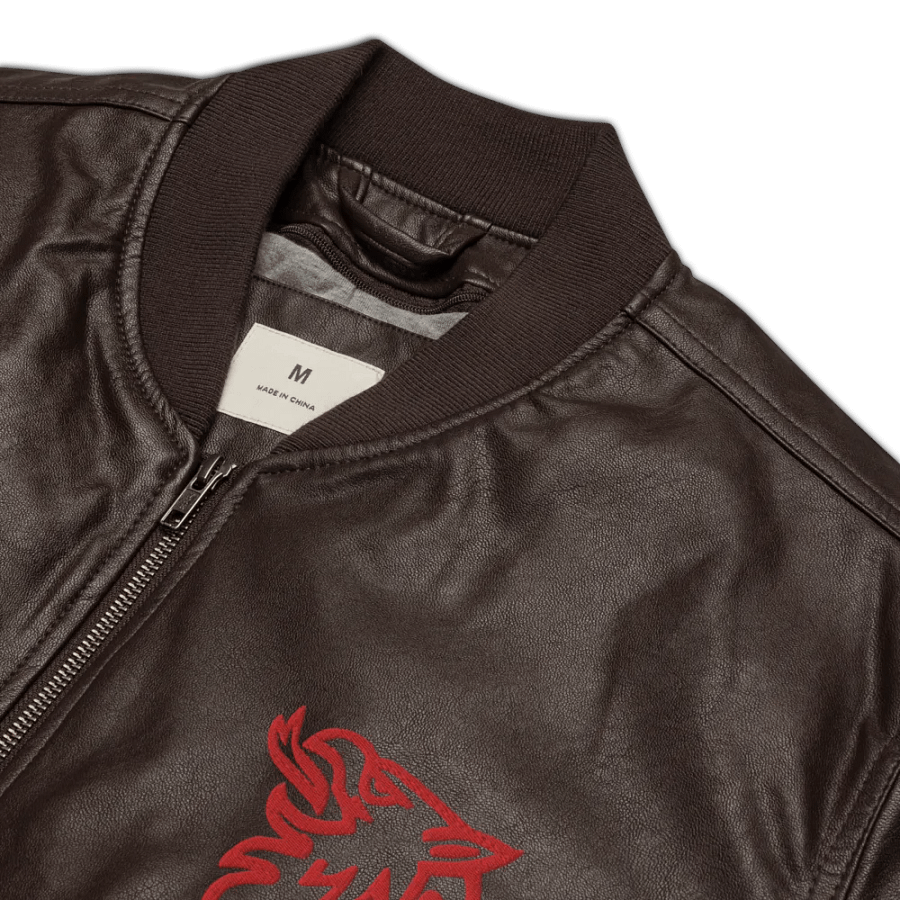 Faux Leather Bomber Jacket by Threadfast Apparel 395J/Grip Red product image (19)