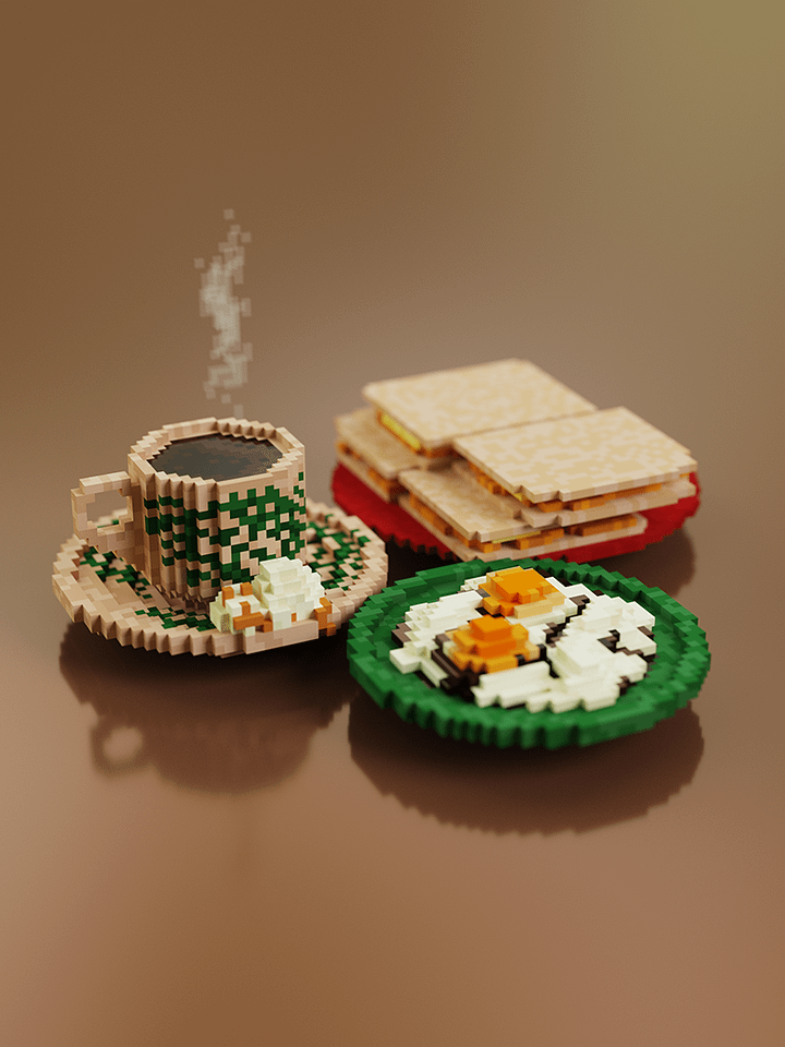 Nostalgic mornings 🌙 Voxel art wallpapers product image (1)