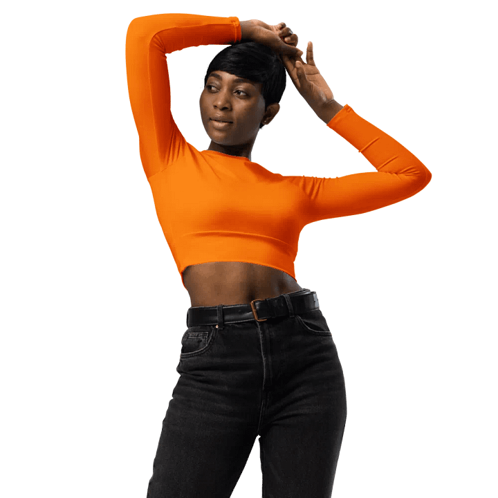 Plain Color Orange Long Sleeve Crop Top product image (1)