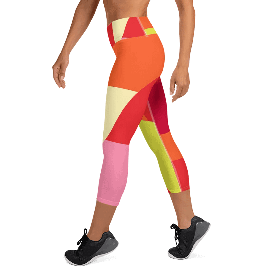 Colorful Large Abstract All-Over Geometric Print Capri Leggings product image (6)