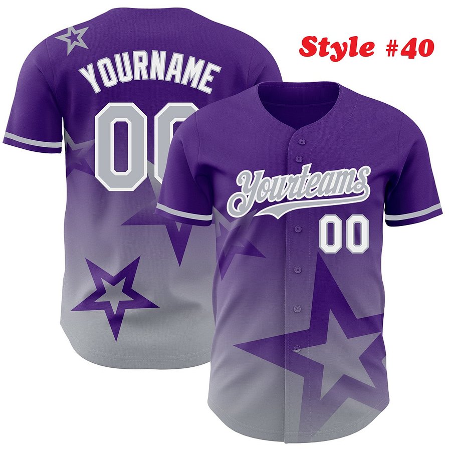 Authentic Baseball Jersey, Custom Baseball Jersey, Personalized Sport Jersey, Colorful, 3D Gradient Style Twinkle Star product image (188)