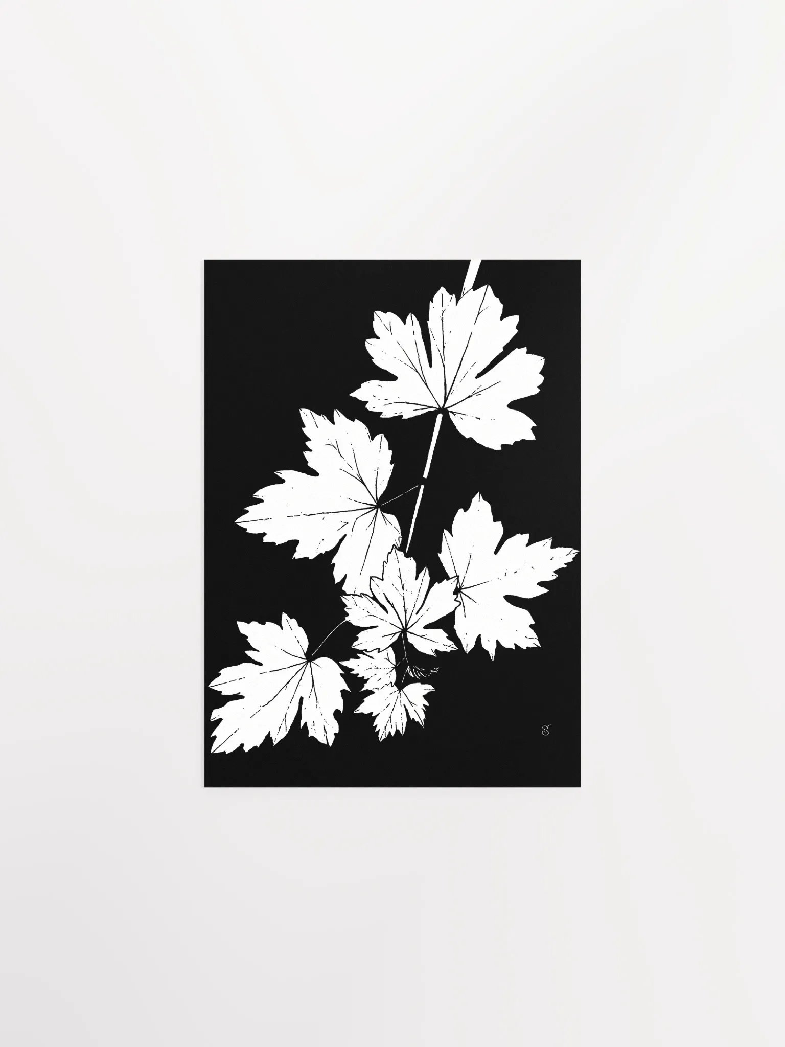 Jagged Leaves Silhouette Poster - Grape Leaves Dark product image (1)