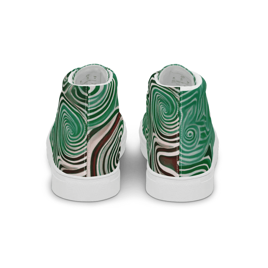 Funky Cool Green Liquid Tie-Dye Men's High-Top Canvas Shoes product image (4)