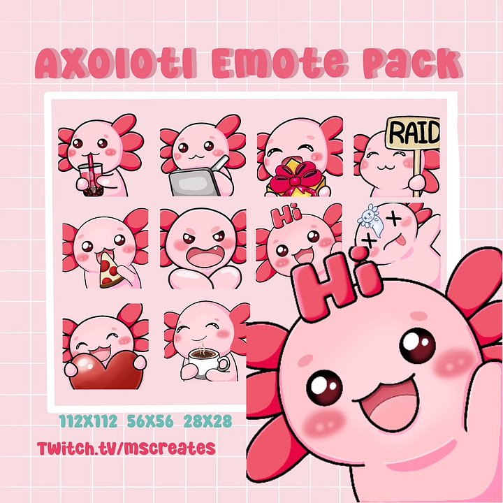 Axolotl Twitch Emote Pack product image (1)