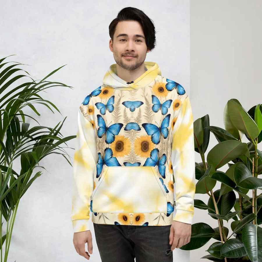 Sunflower and Butterfly Beauty All-Over Unisex Hoodie product image (10)