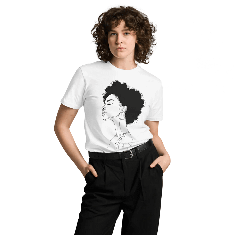 Curly Woman Line Art Profile Unisex Tee product image (23)