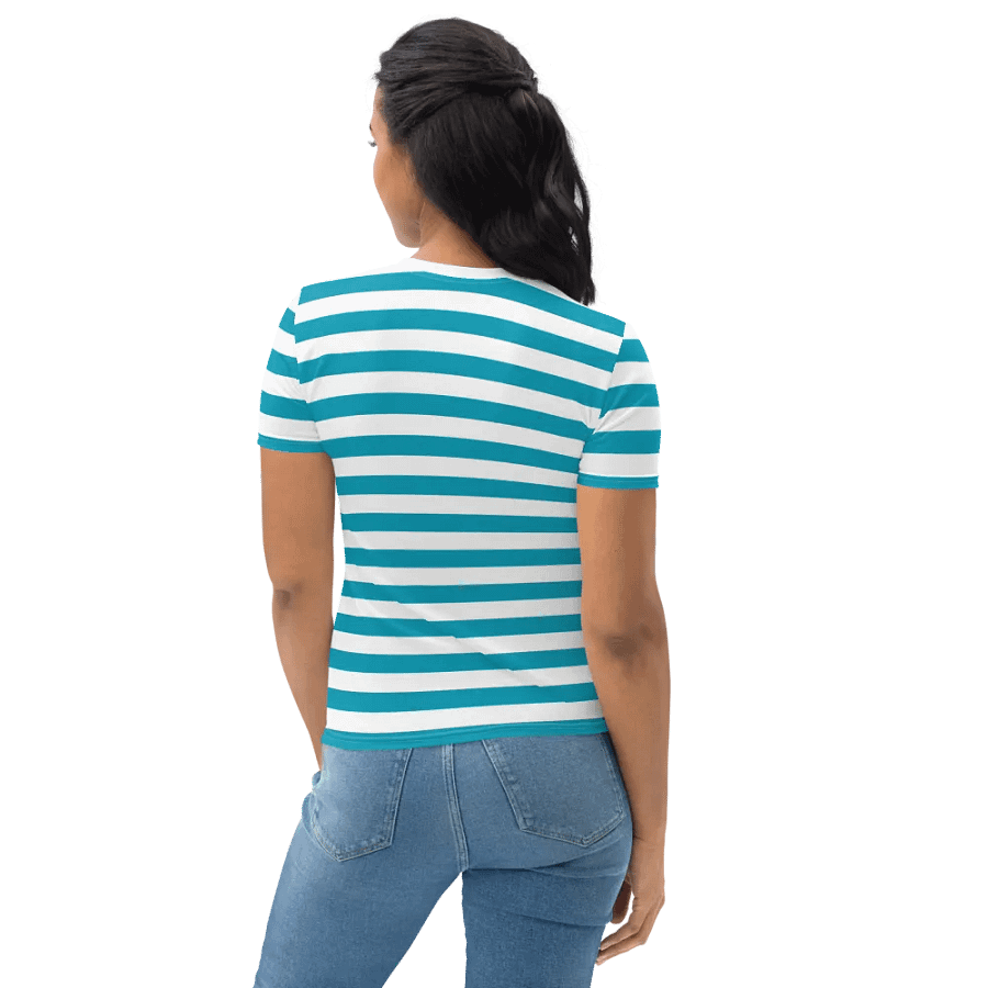 Butterfly Blossom Women's Stripped Teal All-Over Print Tee product image (7)
