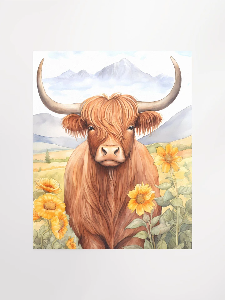 Highland Cow Floral Poster product image (1)