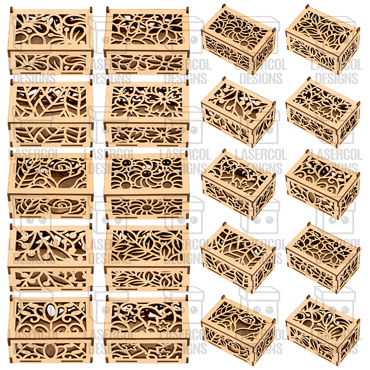 Boxes Bundle Set 1 & 2 (2 Sizes, 10 Styles Each) - Laser Cut Files product image (2)