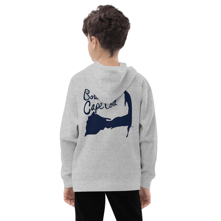 Boys' | BOURNE to Cape Cod™ | DTG Vintage Print | Youth Hooded Fleece Pullover | Cozy Coastal Adventure | Navy Logo product image (5)