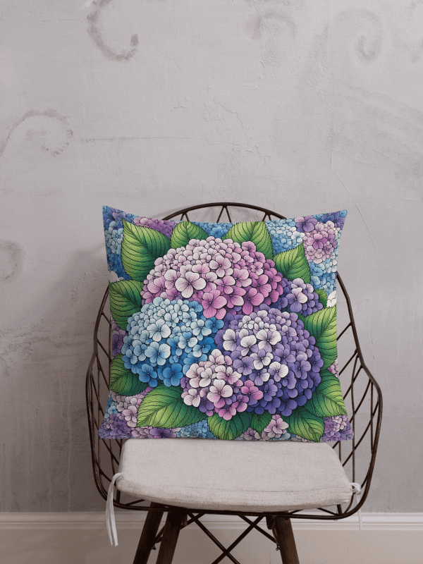 Hydrangea Harmony Premium Pillow | AI Design flower horstensia product image (1)