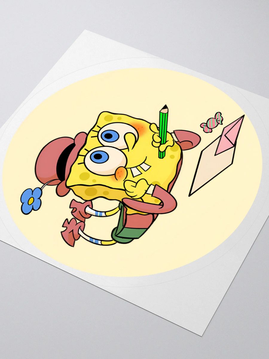 Cute Yellow Sponge Writing a Letter Sticker - Whimsical Cartoon product image (6)