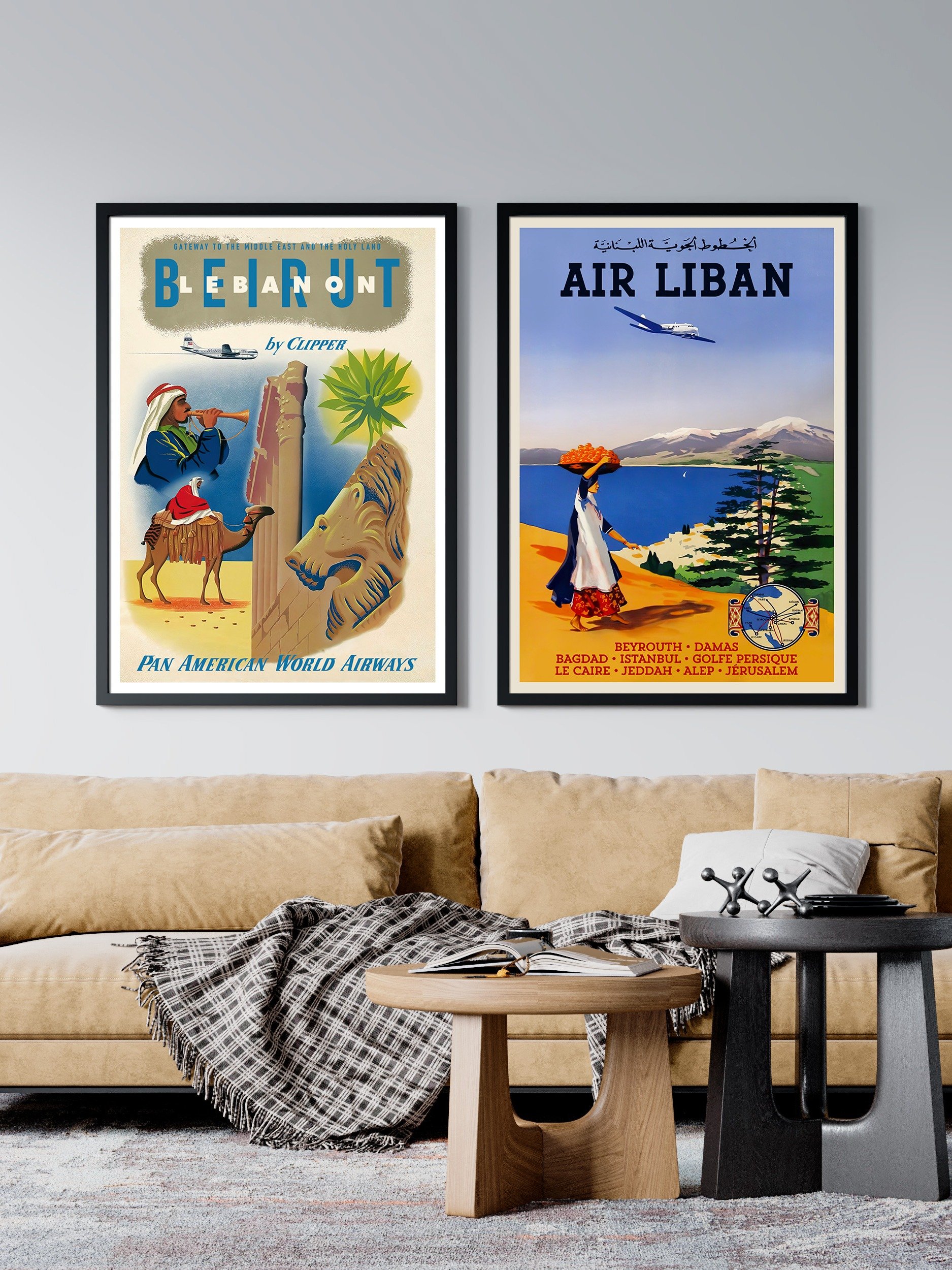 Air Lebanon/Air Liban, Lebanon, Beirut, 1950s — retro vintage travel poster product image (2)