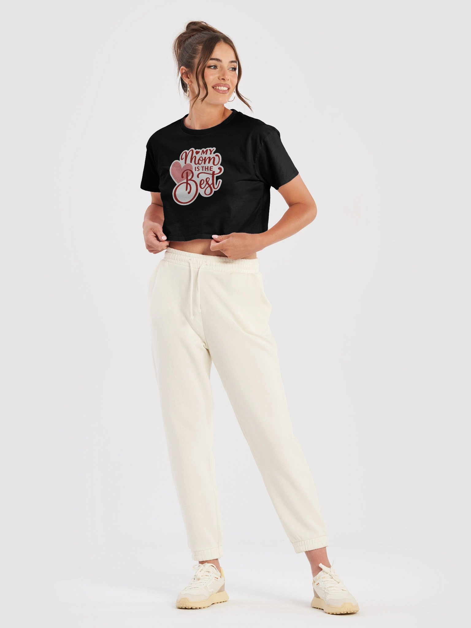 My Mom is the Best Crop Top | Heart & Script Font Mom Shirt | Cute Hand-Lettered Mother’s Day Gift product image (5)