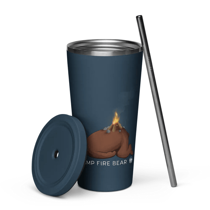 Camp Fire Bear Insulated Tumbler with a Straw product image (2)