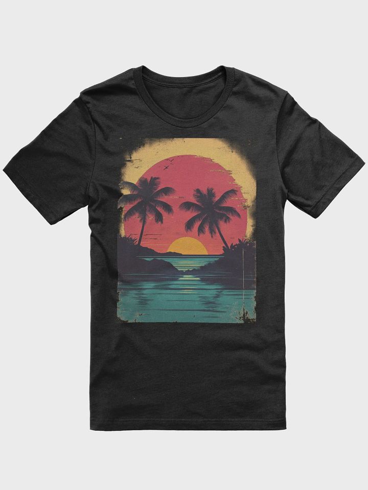 Retro Tropical Sunset (Black/White T-shirt) product image (1)