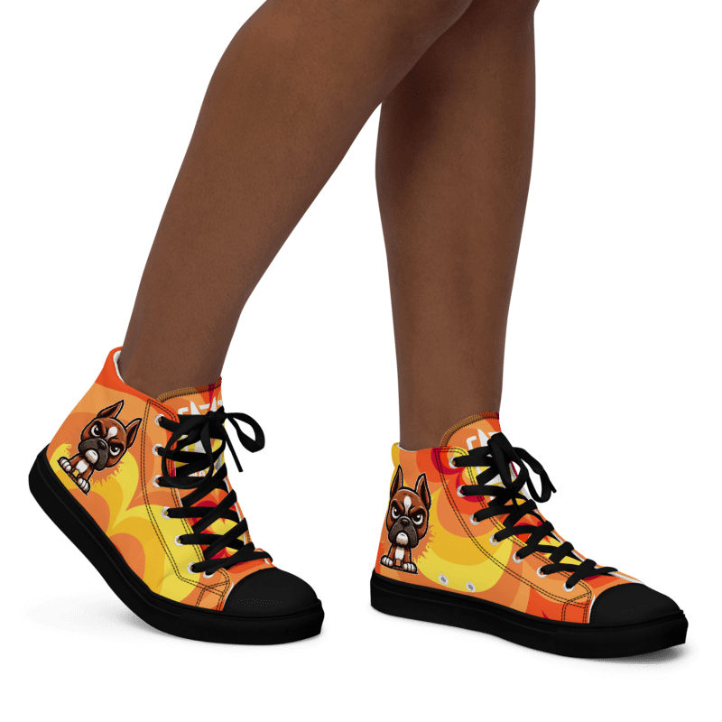 Boxer Angry Pup - Women's High Top Canvas Shoe product image (1)