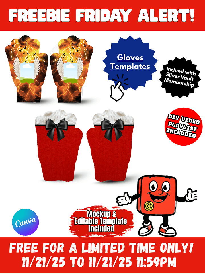 Non-Members Only - DT and EPC Crafters Holiday Sublimation Glove Templates product image (1)