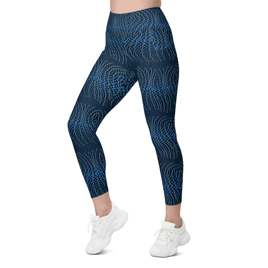 Ladies leggings with pockets in  blue and dark teal design. up to 6 XL size. product image (8)