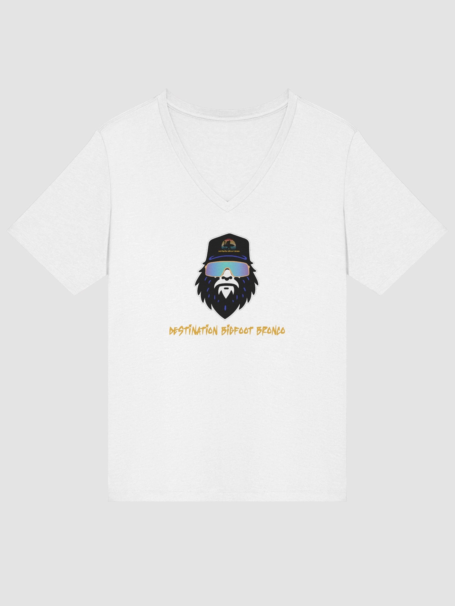 Destination Bigfoot Bronco Bigfoot Logo Bella+Canvas Women's Relaxed V-Neck T-Shirt (White) product image (3)