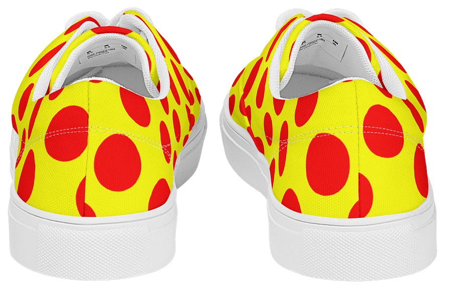 Red Polka Dots on Yellow Women's Lace-Up Canvas Shoes product image (4)