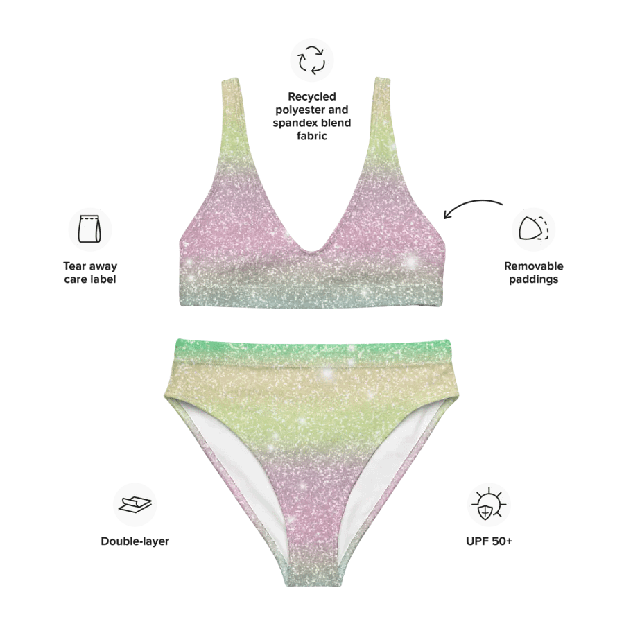 Glitter Unicorn Texture Design High Waisted Bikini (12) product image (3)