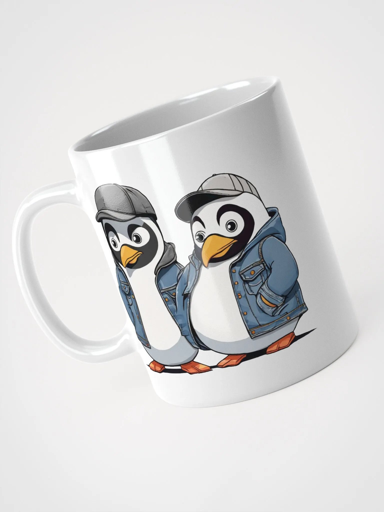 2 penguins wearing a denim jacket and hats product image (4)