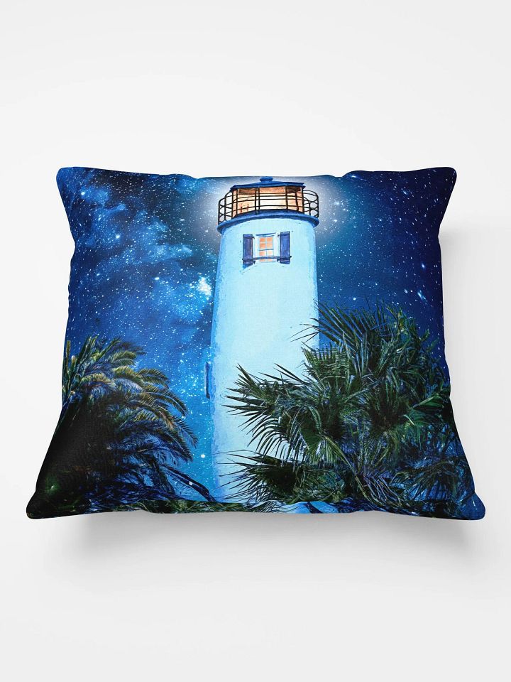 St. George Island Lighthouse by Night – Florida Throw Pillow product image (2)