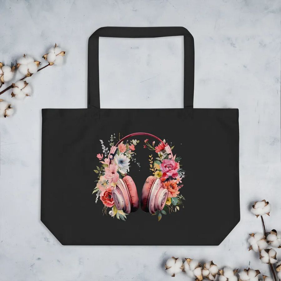 Headphones And Flowers Tote product image (3)