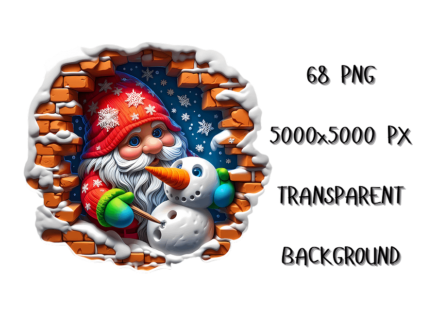 3D Style Gnome Christmas PNG, Clipart, Instant Download, Transparent Xmas Bundle product image (5)