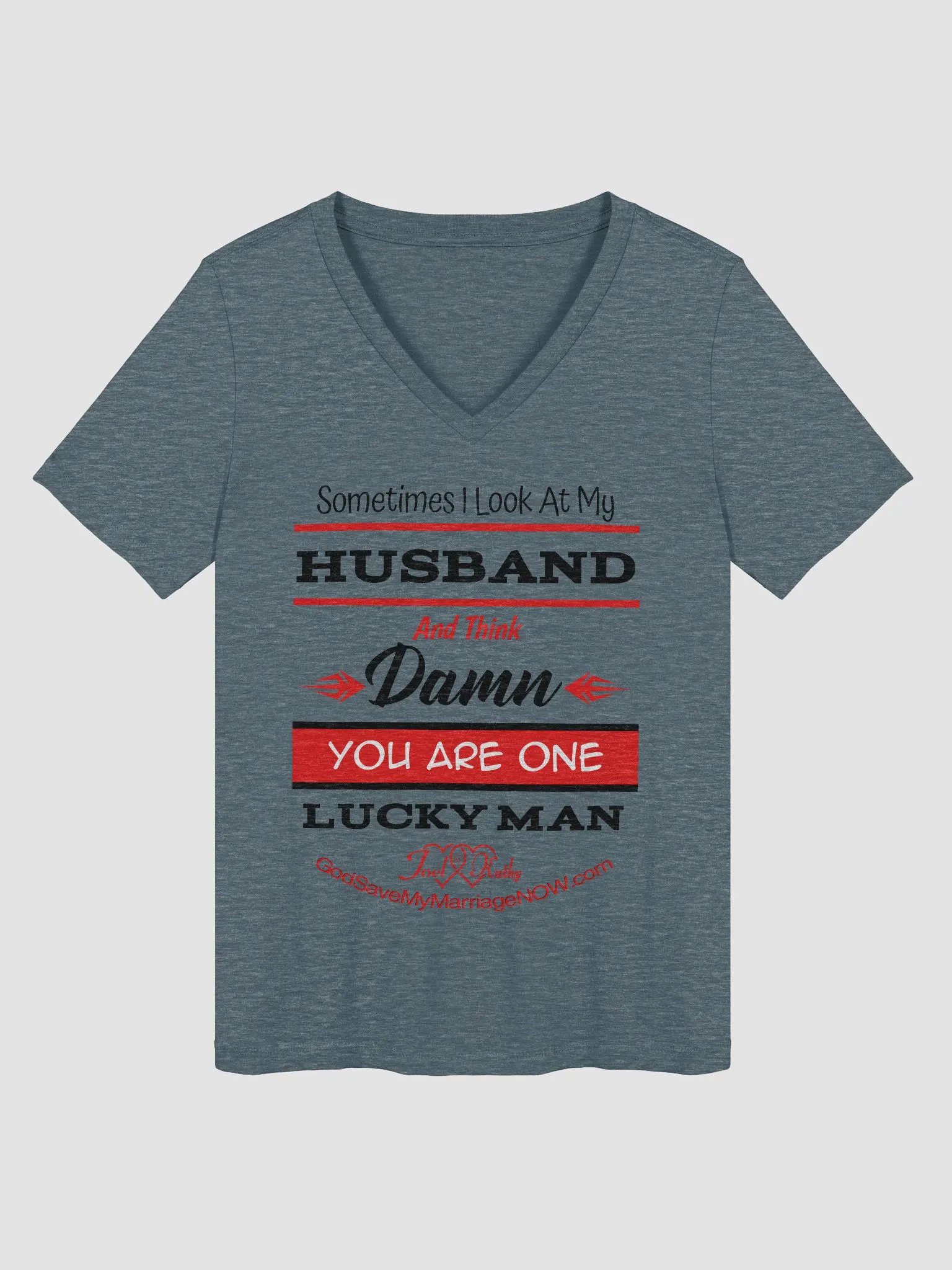 Damn, You are one Lucky Man and A Happy Wife is a Happy Life! V-Neck Tee product image (1)