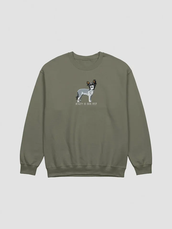 Beauty Is Skin Deep Sweatshirt (Embroidered) of a Chinese Crested Dog(Black) product image (13)