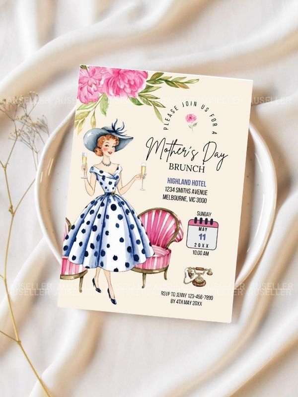 Mother's Day Brunch Invitation Bundle - Lady With Champagne product image (2)