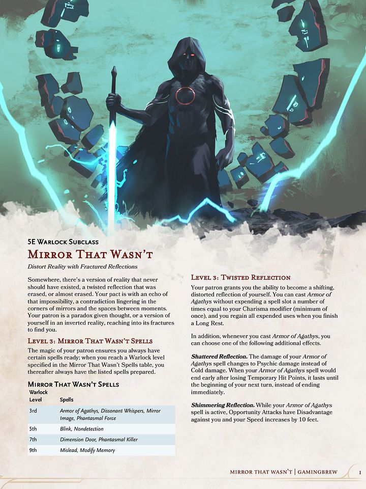 Mirror That Wasn't | 5E 24 Warlock Subclass product image (2)