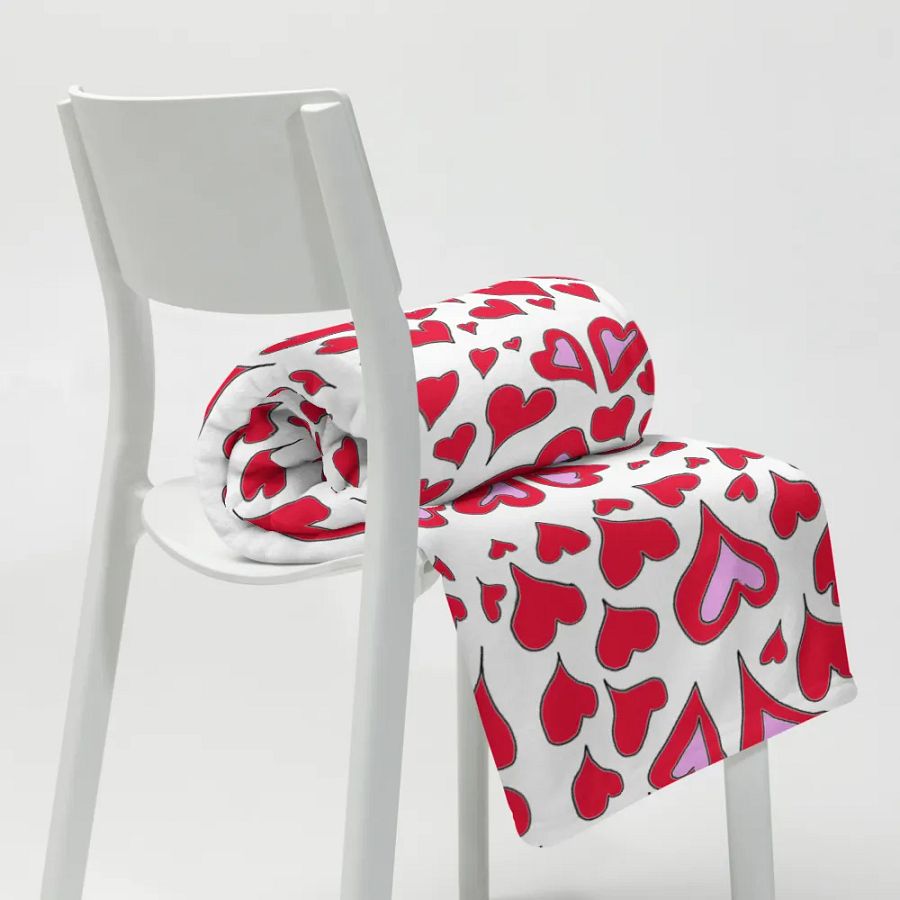 Hearts Drawing Throw Blanket product image (20)