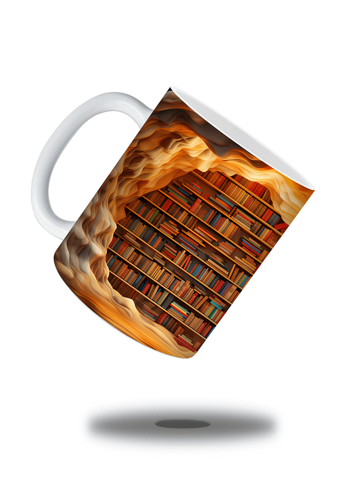 Cozy Bookshelf 11oz Coffee Mug – Literary-Themed Ceramic Cup for Book Lovers – Perfect for Reading Nooks, Libraries, and Daily Coffee product image (2)