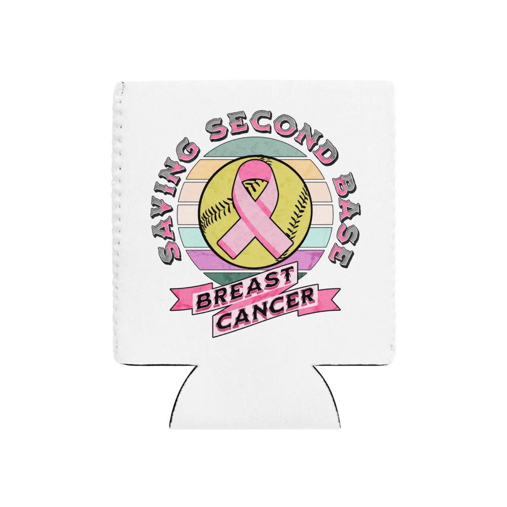 Saving Second Base Breast Cancer Softball Pink Ribbon Can Cooler product image (1)