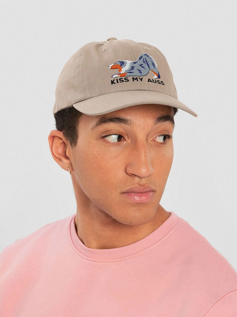 Kiss My Auss Classic Dad Hat(Embroidered) of an Australian Shepherd(Blue Merle) product image (11)