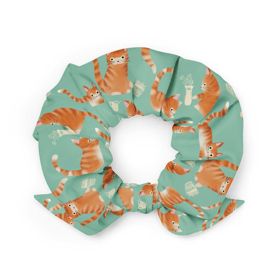 Orange Tabby Cats Knocking Stuff Over Patterned Scrunchie product image (2)