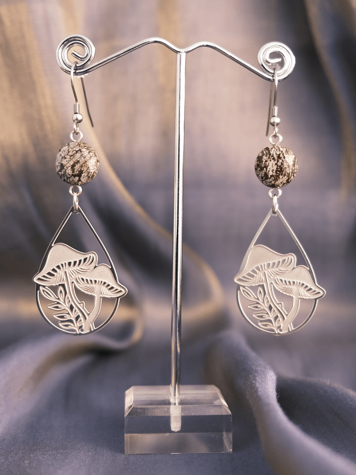 i feel Renewed - Brown snowflake obsidian earrings product image (1)